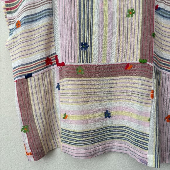 Ivy Jane Embroidered Cotton Mixed Stripe Boxy Boho Blouse Top - Picture 5 of 13